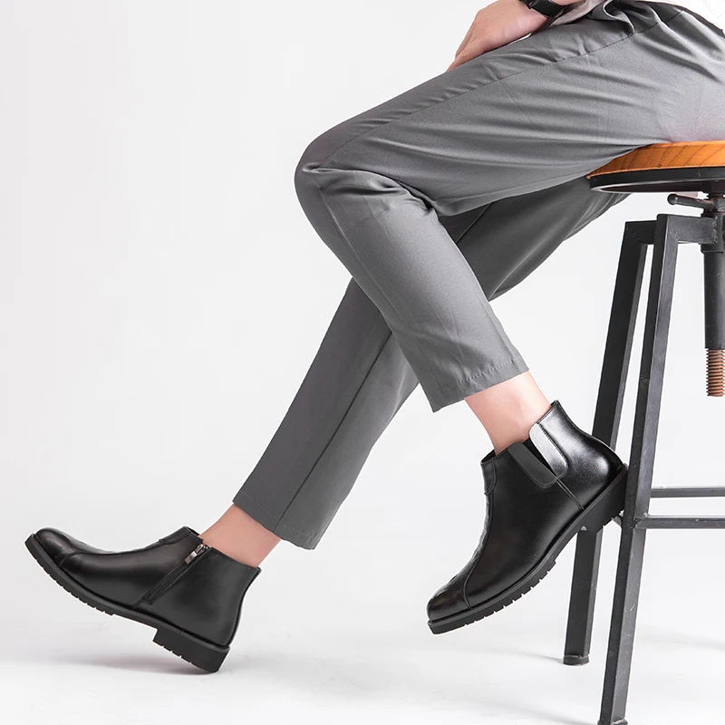 GEIT Мужская официальная обувь мужские ботинки Челси из натуральной кожи