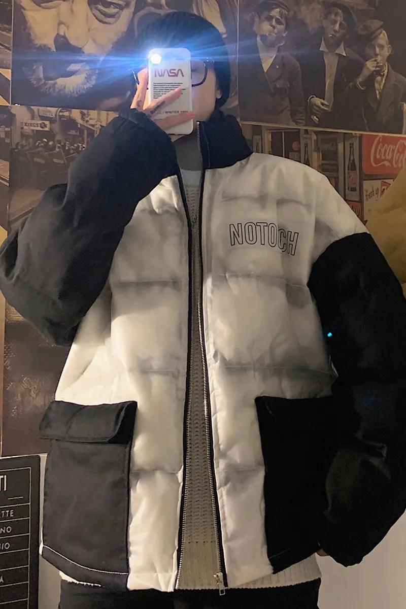 

Men's cotton-padded clothes 2020 autumn winter new style matching color thick cotton-padded clothes casual youth men's wear