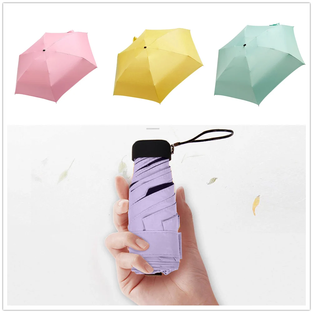 

Rainy Day Pocket Umbrella Mini Folding Sun Umbrellas Parasol Sun Foldable Umbrella Mini Umbrella Candy Color Traveling Rain Gear