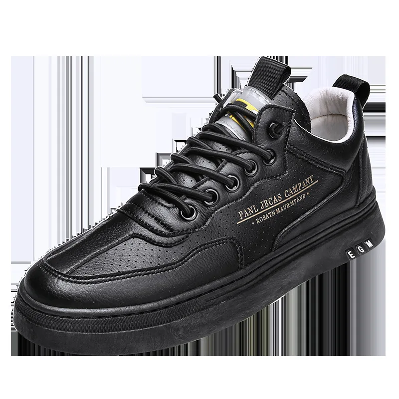 

2021 new breathable comfortable leather shoes flat-soled lightweight fashion men's shoes spring and autumn casual shoes