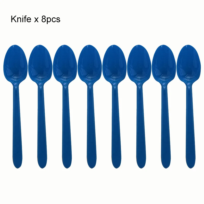 blue-spoon Детский душ Мультфильм Акула одноразовые наборы посуды синее море тема Дети С Днем Рождения Декорации на свадьбу, вечеринку вечерние принадлежности - Цвет: blue-spoon