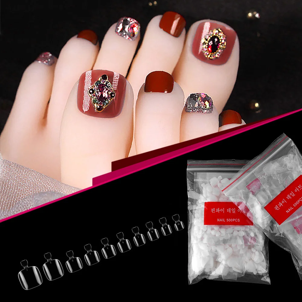 Хит продаж 500 шт накладные ногти на носках прозрачные наклейки искусственные