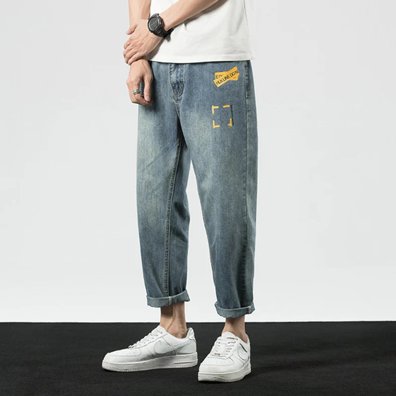 Весна/Лето 2020 модные мужские джинсы свободные деним шаровары зауженные светло