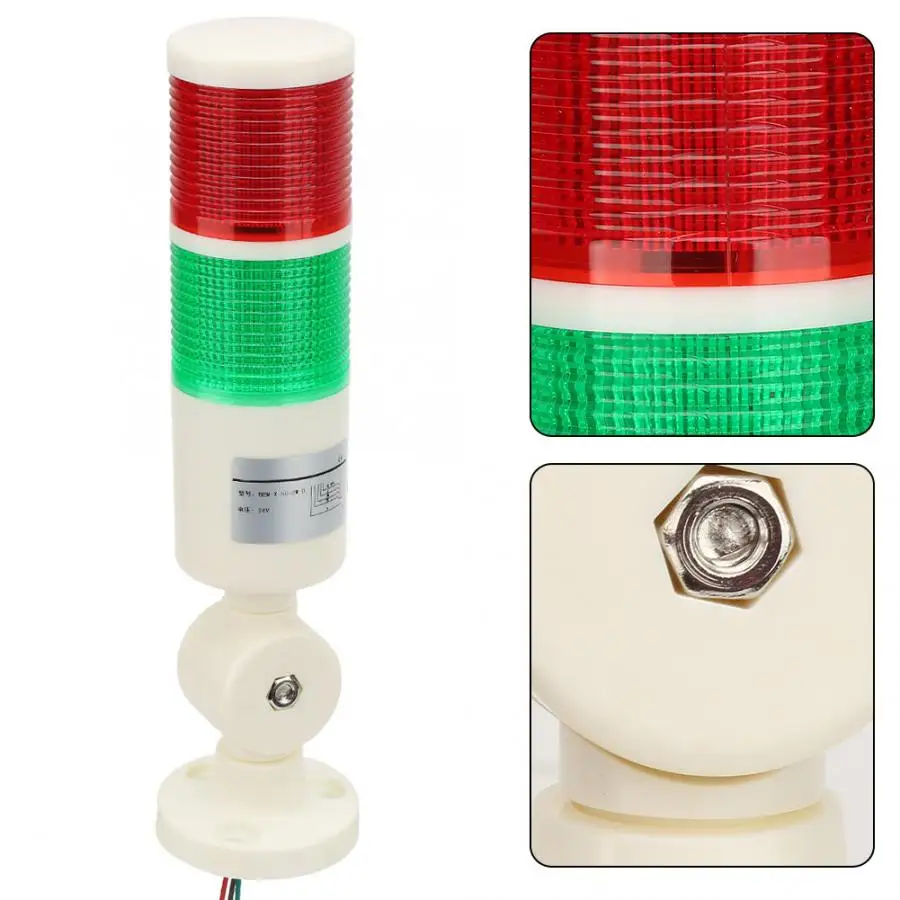 DC24V Industrial CNC Machine Warning Light Red Green Double Layer LED Indicator Flashing Alarm Signal Lamp Foldable Base | Лампы и