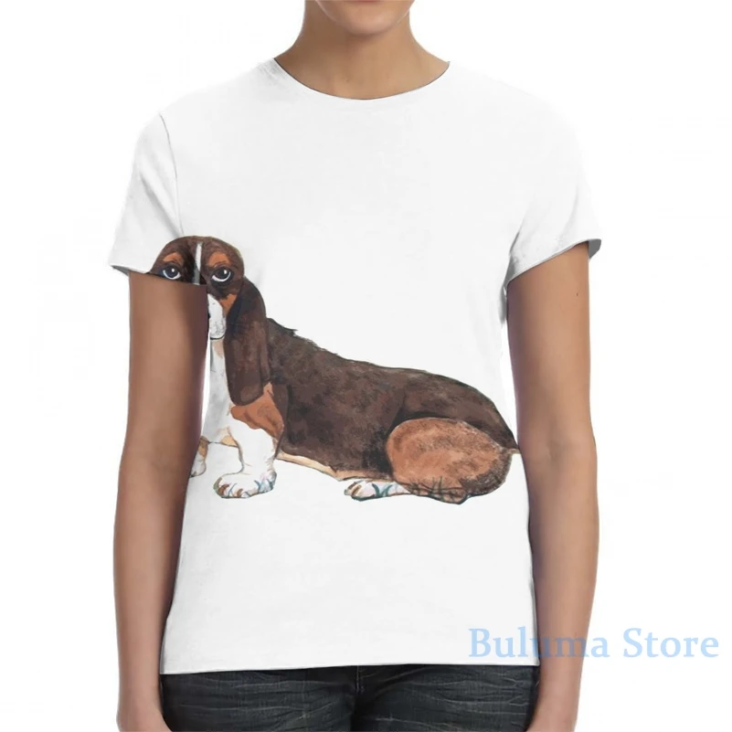 Мужская футболка bассет Хаунд (3) женская модная с принтом по всей длине топы для