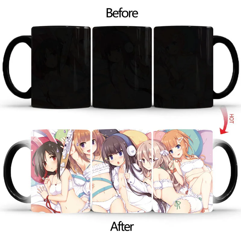 

350 мл 5 бюстгальтеров красота цветная кружка Чанг кофейные кружки и кружка креативная меняющая цвет чайная чашка аниме керамические чашки д...