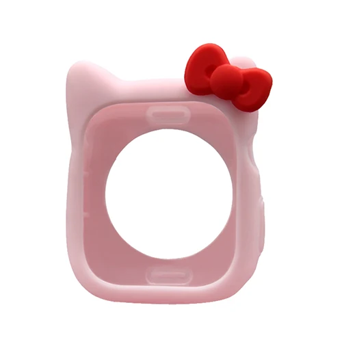 Силиконовый чехол для Apple Watch, чехол 5, 4, 44 мм, 40 мм, мультяшный чехол hello kitty для iWatch 3, 2, 1, 38 мм, 42 мм, защитный чехол - Цвет: pink-red