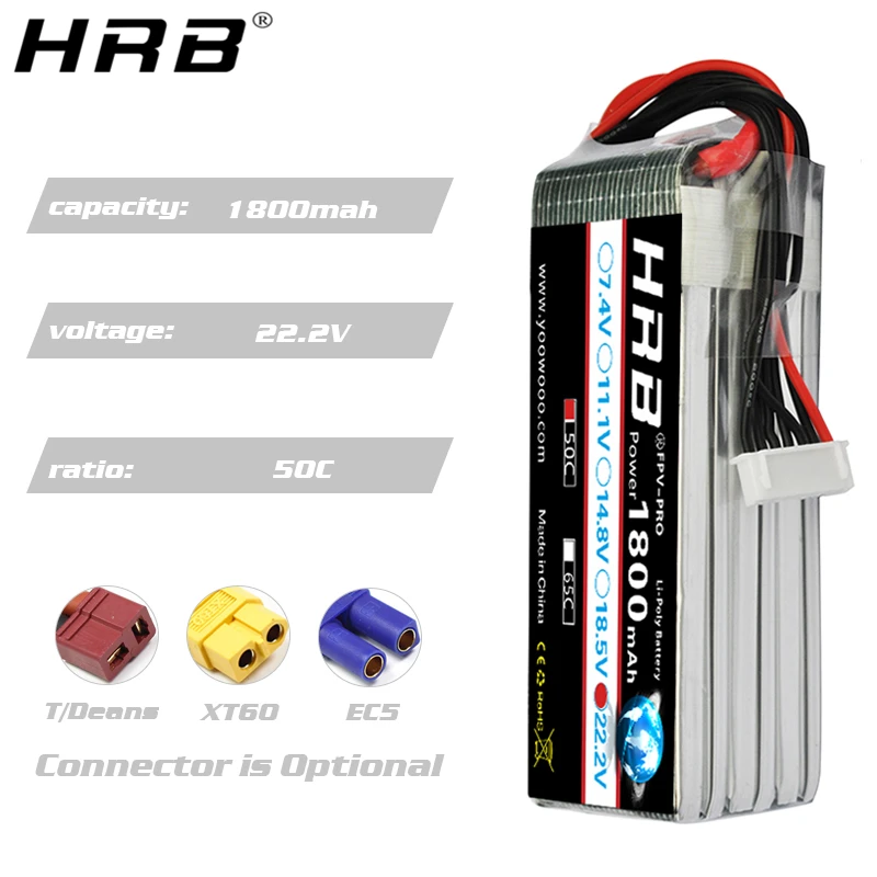 hrb 1800мач 2s 3s lipo аккумулятор 74 в 111 в xt60 t deans 50c 148
