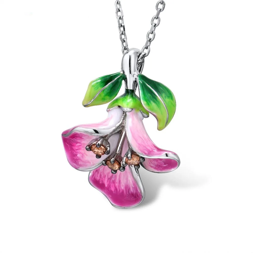 Женское ожерелье из серебра 925 пробы с подвеской в виде цветка|Ожерелья