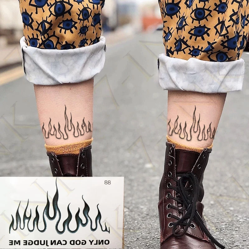 Водостойкая Временная тату наклейка солнце луна облако огонь флэш искусственная