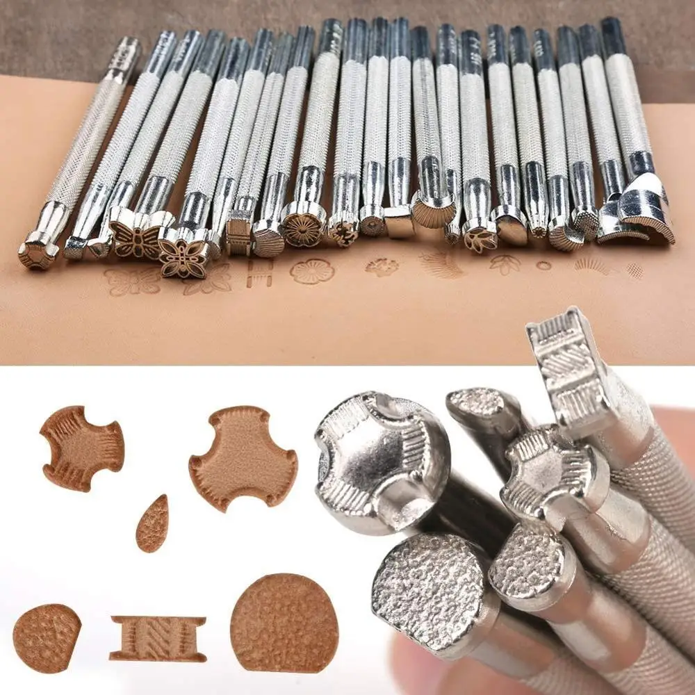 

20x Leather Printing Tool Alloy Carving Hand Making Craft Punch Stamp Sculpture Printed DIY Metal Leather Working Saddle Staming