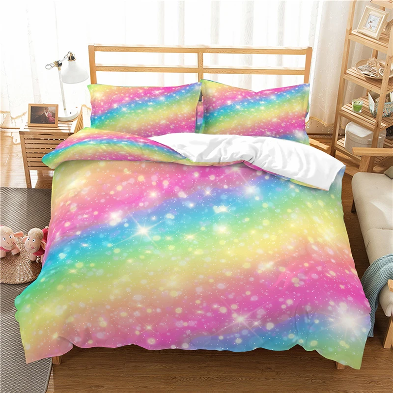 Домашний текстиль Роскошные 3D с принтом радуги 2/3 шт. удобные постельного белья