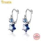 Женские серьги-кольца trustdave, свадебные серьги из стерлингового серебра 925 пробы со сверкающим голубым кубическим цирконием, ювелирное изделие DA1144, 925