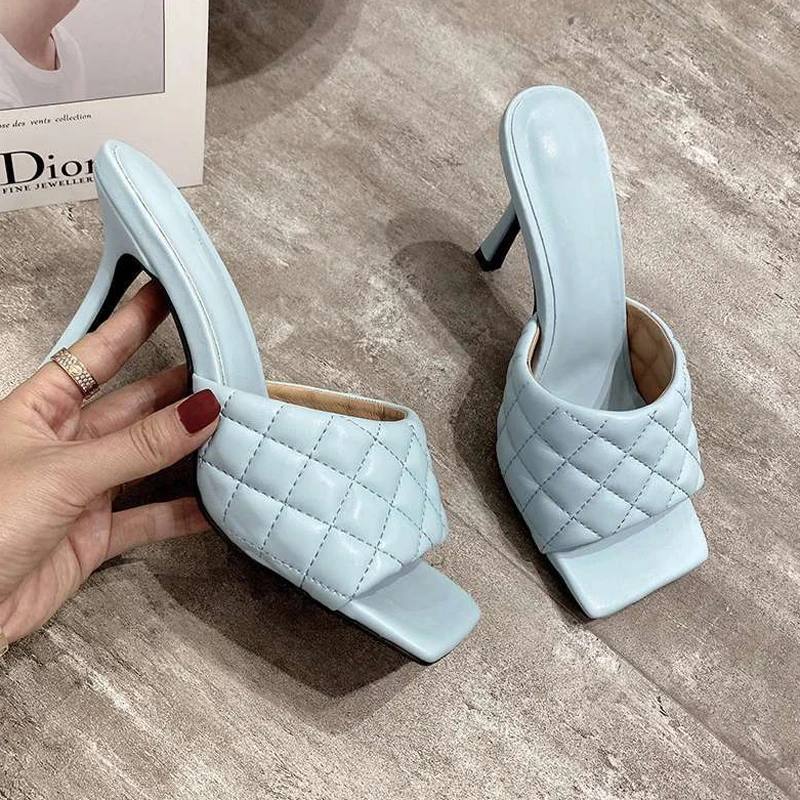 

Gladiator 9CM Ladies Sandals Brand Design Women Elegant Square Sandaly Toe Thin High Heels 9CM Summer Outdoor Beach Shoes