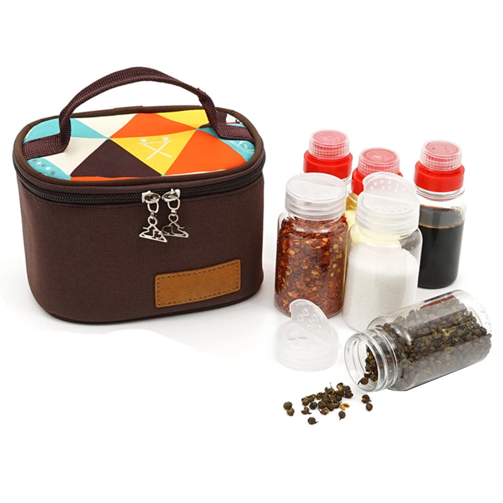 

6PCS Seasoning Bottle Set Multifunction Portable PET Spice Seasoning Box Salt Container Can Set With Storage Bag For Camping
