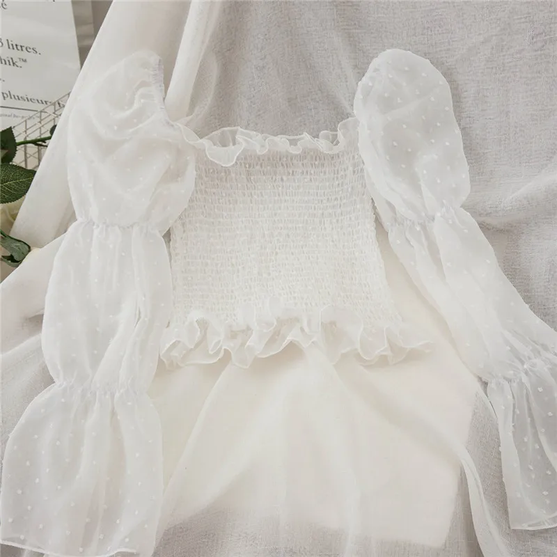 Женские шифоновые блузки с открытыми плечами OCEANLOVE эластичные короткие