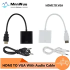 Кабель-переходник HDMI-VGA папа-мама, преобразователь для PS4 1080P, цифро-аналоговое видео, аудио для ПК, ноутбука, планшета