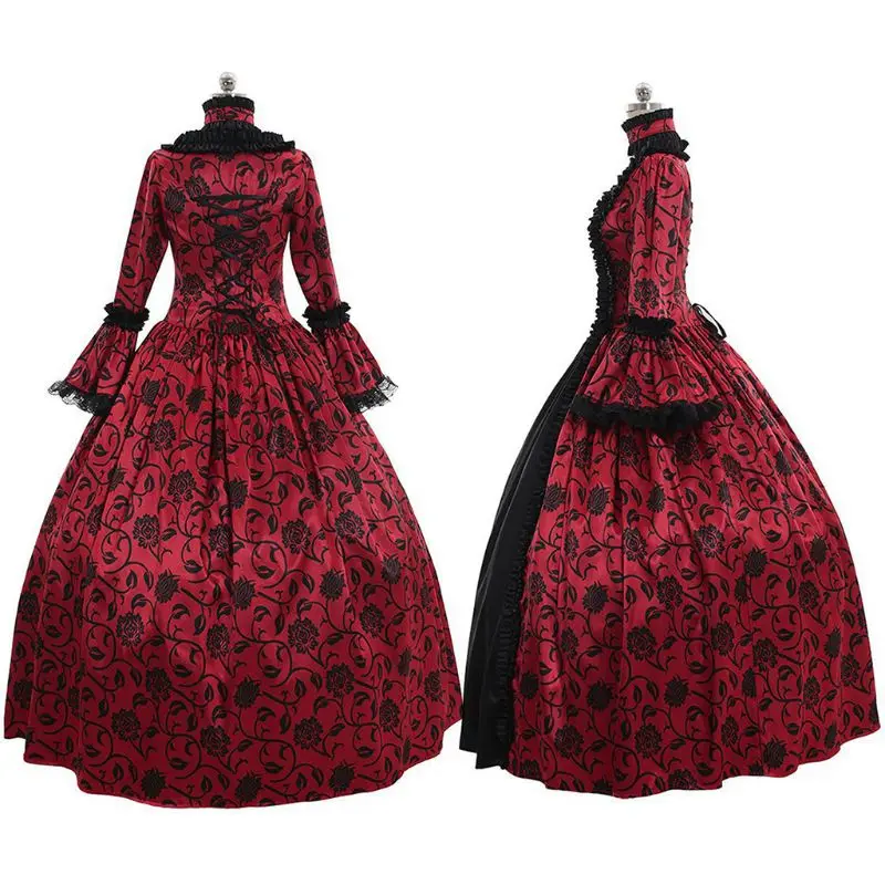 Женское платье макси рококо в викторианском стиле макси-платье с цветочным