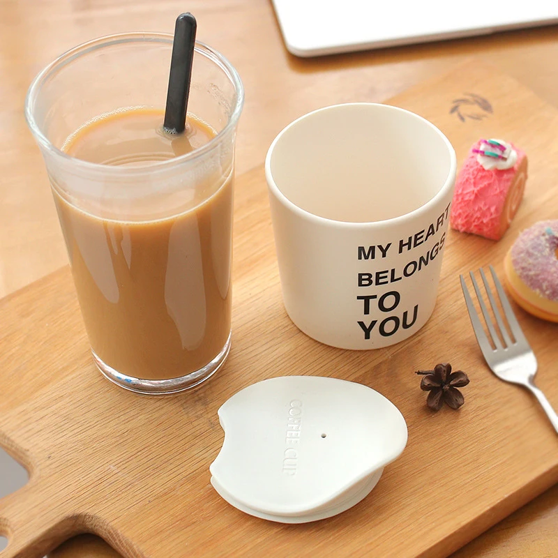 400 мл Творческий Стекло Кофе кружка с ложкой ПК Молоко Фруктовый сок Чай кружки