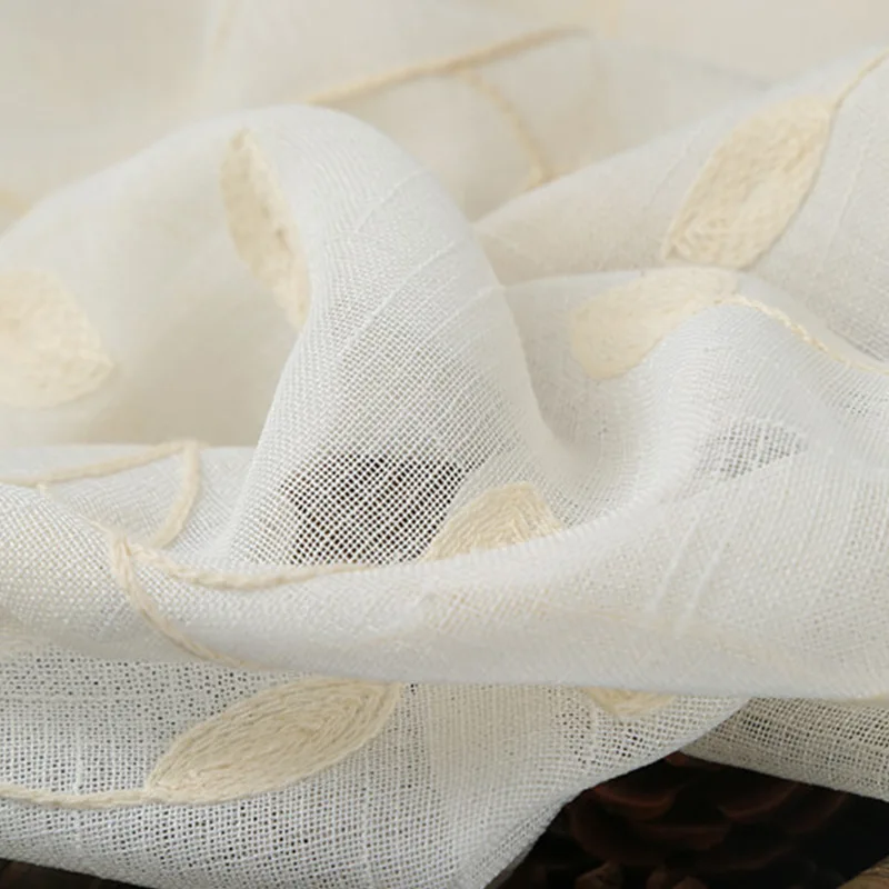 Занавеска листья вышитые пеньковые лозы занавески s для спальни гостиной бежевый