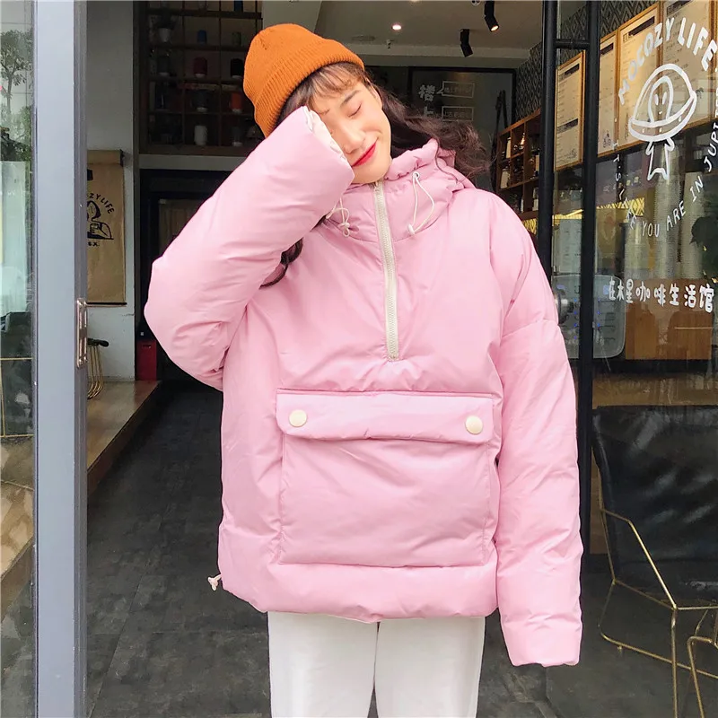 Woherb японский каваи Harajuku девушки зима более размер d парка с капюшоном женские ватные куртки плюс размер пуловер стеганые пальто