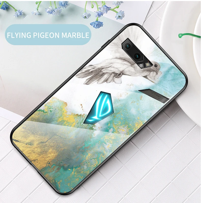 Чехол для Asus ROG Phone 2 ZS660KL, роскошный стеклянный мраморный стеклянный гибридный мягкий силиконовый Жесткий Чехол для Asus ROG 2, чехол для телефона
