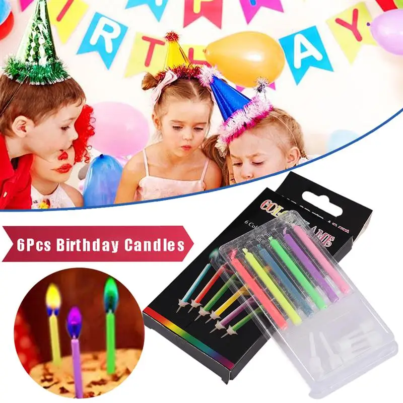 

6Pcs Birthday Candles Multi Colored Sparkling Cake Decorations