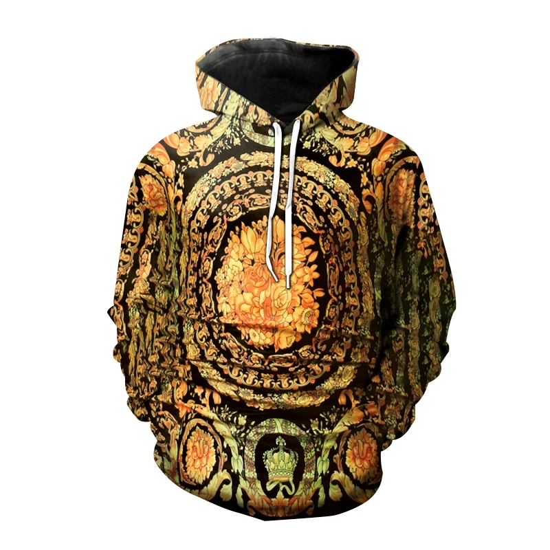 

New Fashion Hoodies Baroque Style 3d Printed Sweatshirts Men Women Golden Vintage Oversized Hoodie Hip Hop Pullover Unisex Coats