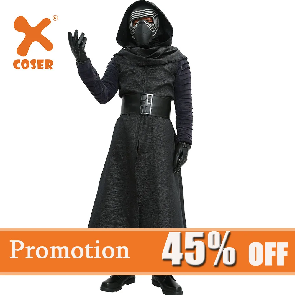 X-COSTUME Kylo Ren костюм Звездные войны 7 The Force Awakens Косплей злодей роскошный взрослый костюм на Хэллоуин и маска черный