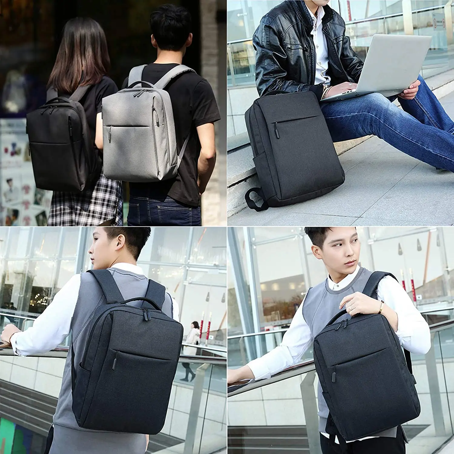 

Unisex Laptop Backpack 14 15 Inch USB Charging Port Waterproof Bag Travel Business Office College Teenager Bag Men's Backpacks