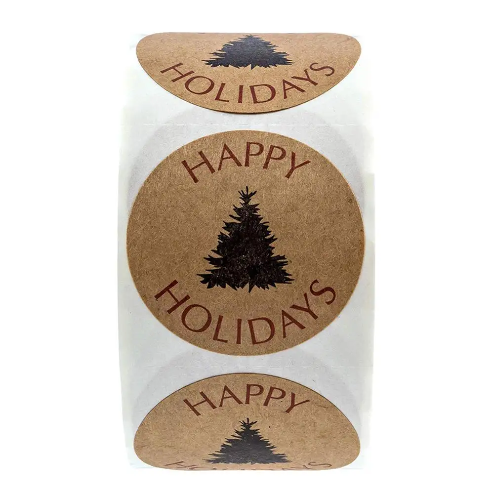 500Pcs Christmas Stickers Happy Holidays with Single Black Tree Sticke for Gift Packaging Baking Labels | Дом и сад