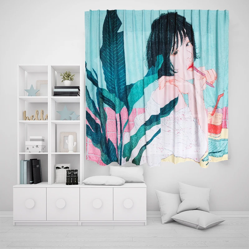 

Занавески без перфорации в японском и корейском стиле, занавески для гостиной, кухни, спальни, зала, экраны для ванной, гобелены