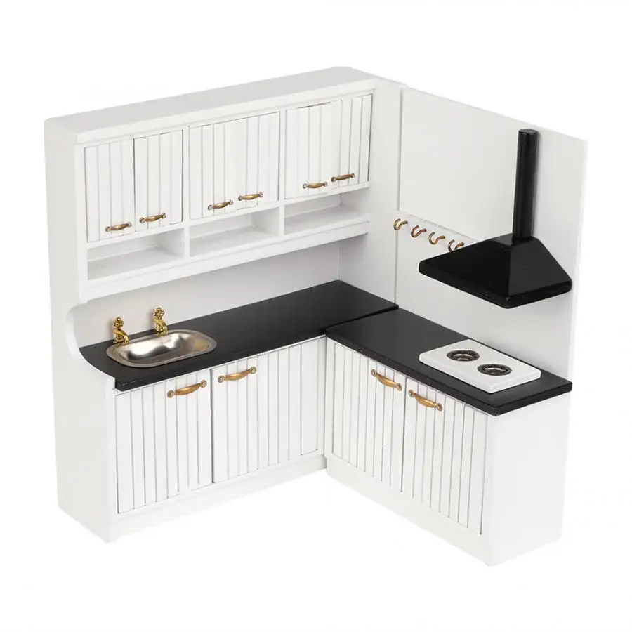 Cupboard Set 1/12 Миниатюрный Кукольный дом, аксессуар для кухни, платформа для приготовления пищи, набор игрушек, детский игровой домик, игрушка для раннего образования, игрушки для детей, подарок - Цвет: Cupboard Set