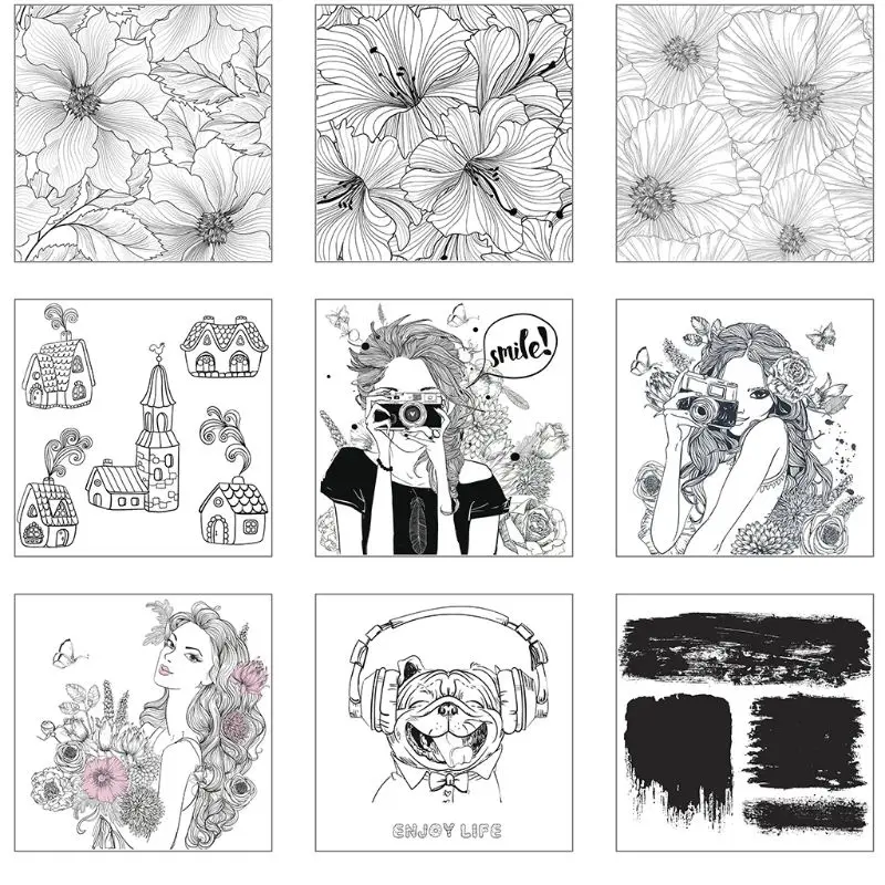 

2021 New Flowers Background DIY Silicone Clear Stamp Seal Scrapbook Embossing Album Decor