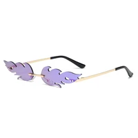 luxury fashion fire flame sunglasses women rimless wave sun glasses metal shades for vintage women mirror eyewear uv400