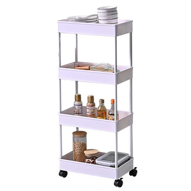 

Storage Cart 4-Tier Slim Mobile Shelving Unit Rolling Bathroom Carts