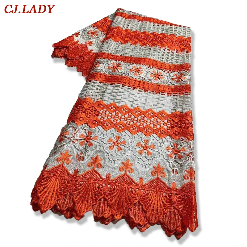 

African Lace Fabric 2021 High Quality Lace Guipure Cord Lace Fabric Soluble Nigerian Lace Fabrics For Party Sewing Dress A02