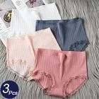 3 шт.компл. Лидер продаж хлопковые трусы Комфорт Бесшовные высокой посадкой женские трусы, плавки для мальчика с принтом однотонное кружевное нижнее белье, трусы, нижнее белье сексуальное размера плюснижнее белье с принтом