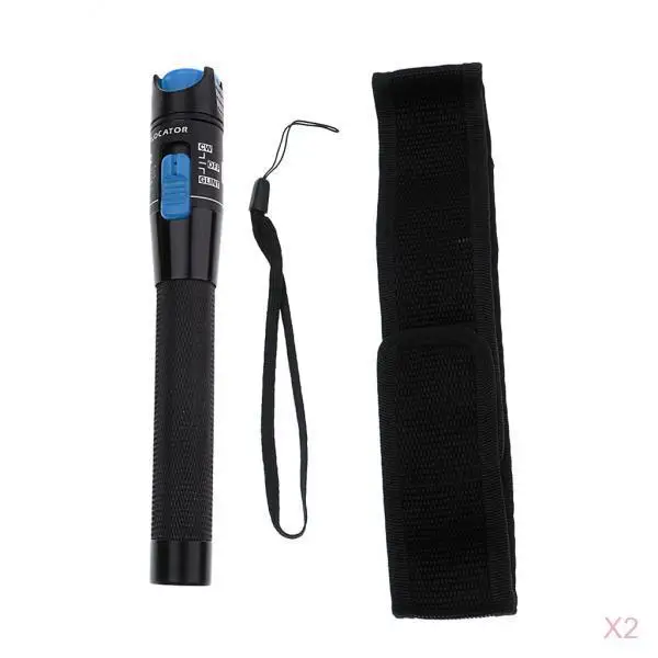 

2x 1MW Optical Fiber Cable Tester ABS Visual Fault Defect Locator Red Light Pen Black