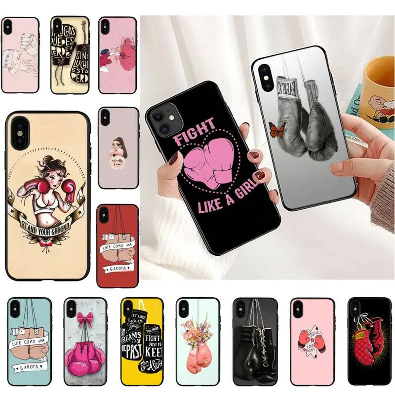 

Cartoon Boxing Girl Gloves Phone Case For iPhone 11 8 7 6 6S Plus 7 plus 8 plus X XS MAX 5 5S XR 12 11 Pro max se 2020 Cover