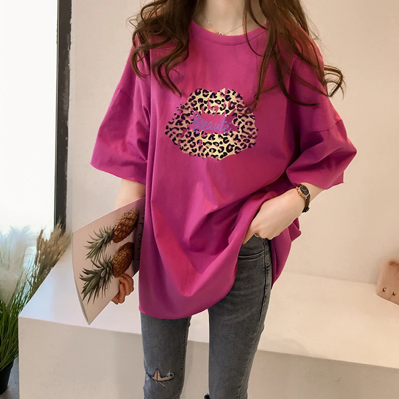 

T-shirts Women Printed O-Neck Simple Korean Style High Quality Tees Female Summer Loose Students Short Sleeve Womens Tops