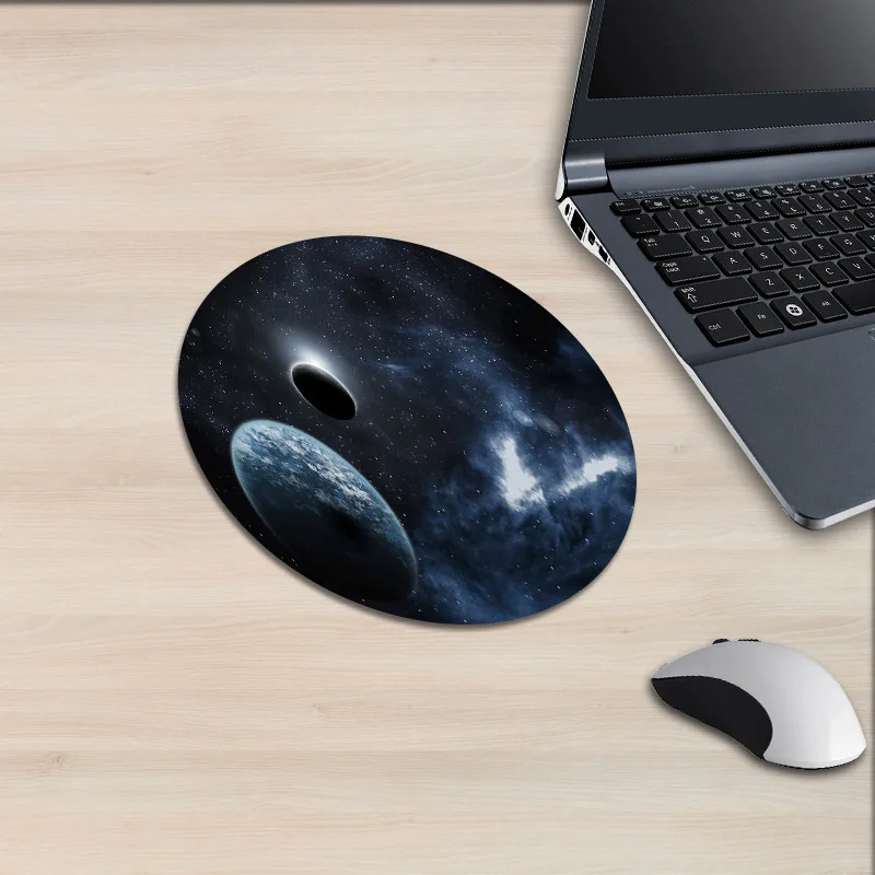 Круглый коврик для мыши XGZ Космический ландшафт комет столкновение земля звезда
