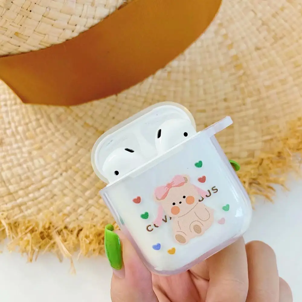 7 Для AirPods чехол с милым мультяшным медведем кроликом чехол для наушников s для Apple Airpods 2 ins стильный Забавный мягкий силиконовый защитный чехол - Цвет: 7