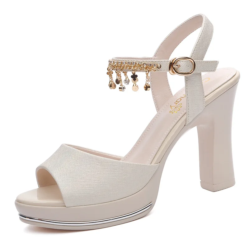 

Summer fashion ladies sandals 2019 casual new high-heeled fish mouth buckle with waterproof platform casual sandals