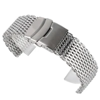 182022mm mesh watchband silver stainless steel watch band fold over clasp with safety replacement solid bracelets for men