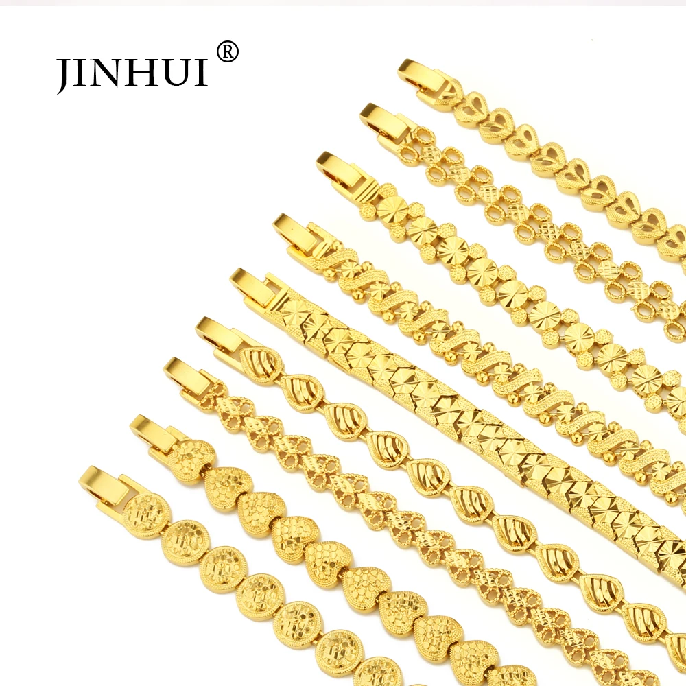 Мужской и женский браслет с кубинской цепочкой Модный позолоченный в