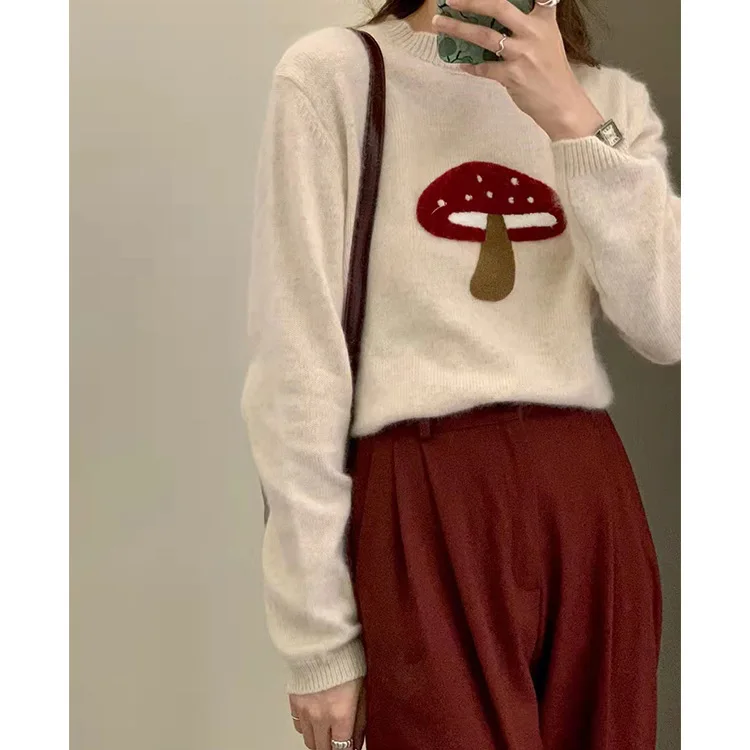 

y2k winter fall womens fashion korean aesthetic clothes Pullovers Sweaters Embroidery Christmas Vintage Ladies Knitted Jumper