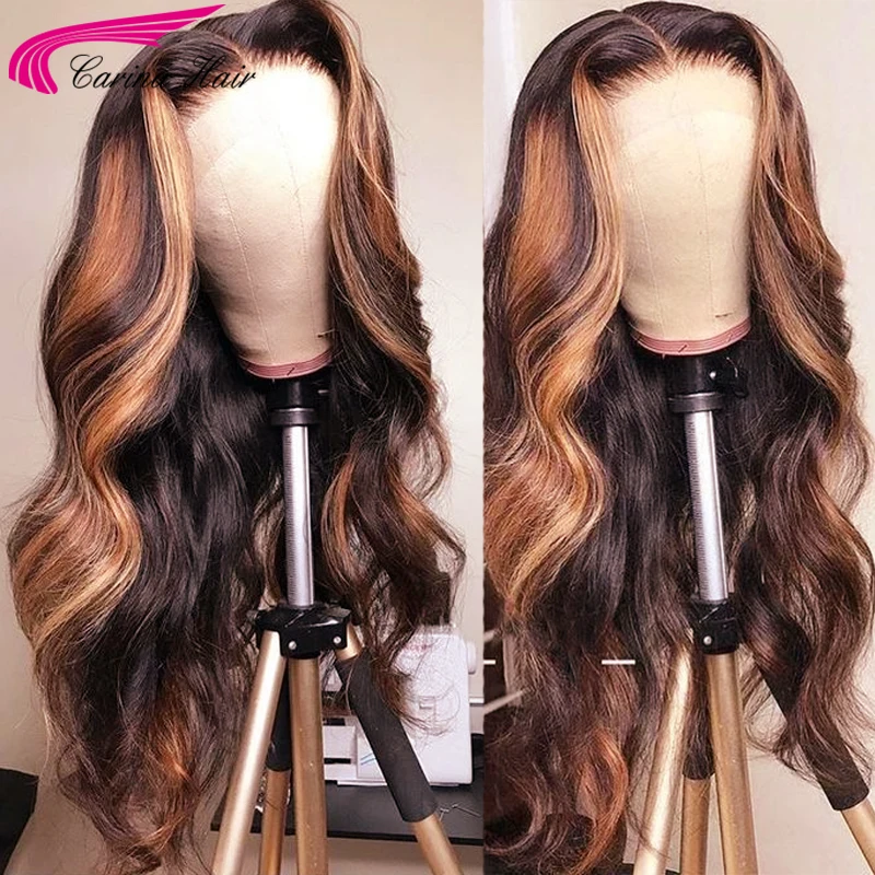 Парики из натуральных волос на сетке спереди волнистые/прямые парики блонд Омбре