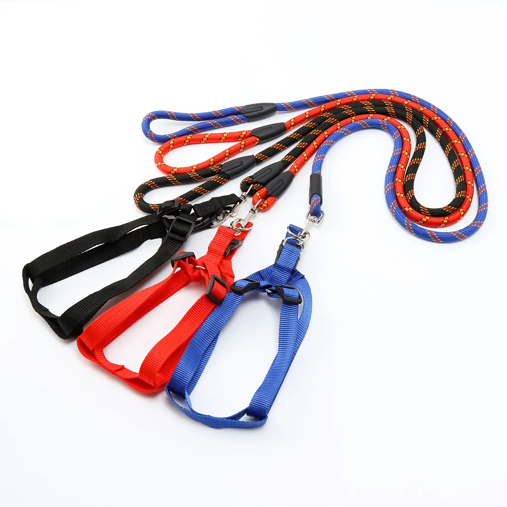 

1.2M Pet Dog Harness and Leash Set Comfortable Padded Handle Heavy Duty Training Durable Nylon Rope Leashes Dogs Accessoires