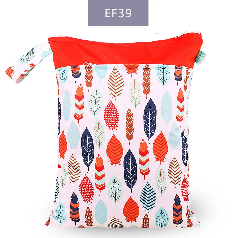 EF39-wet bag Elinfant 1 шт. многоразовая водонепроницаемая сумка для подгузников с модными принтами влажная сухая сумка для подгузников с двойным карманом тканевые сумки с ручками 30*40 см - Цвет: EF39-wet bag